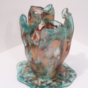 vase en verre fusing bleu